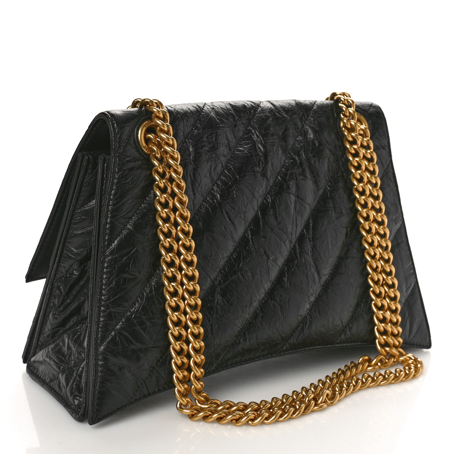 Crushed Calfskin Quilted Medium Crush Chain Bag Black