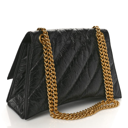 Balenciaga Crushed Calfskin Quilted Medium Crush Chain Bag Black 2 of 10
