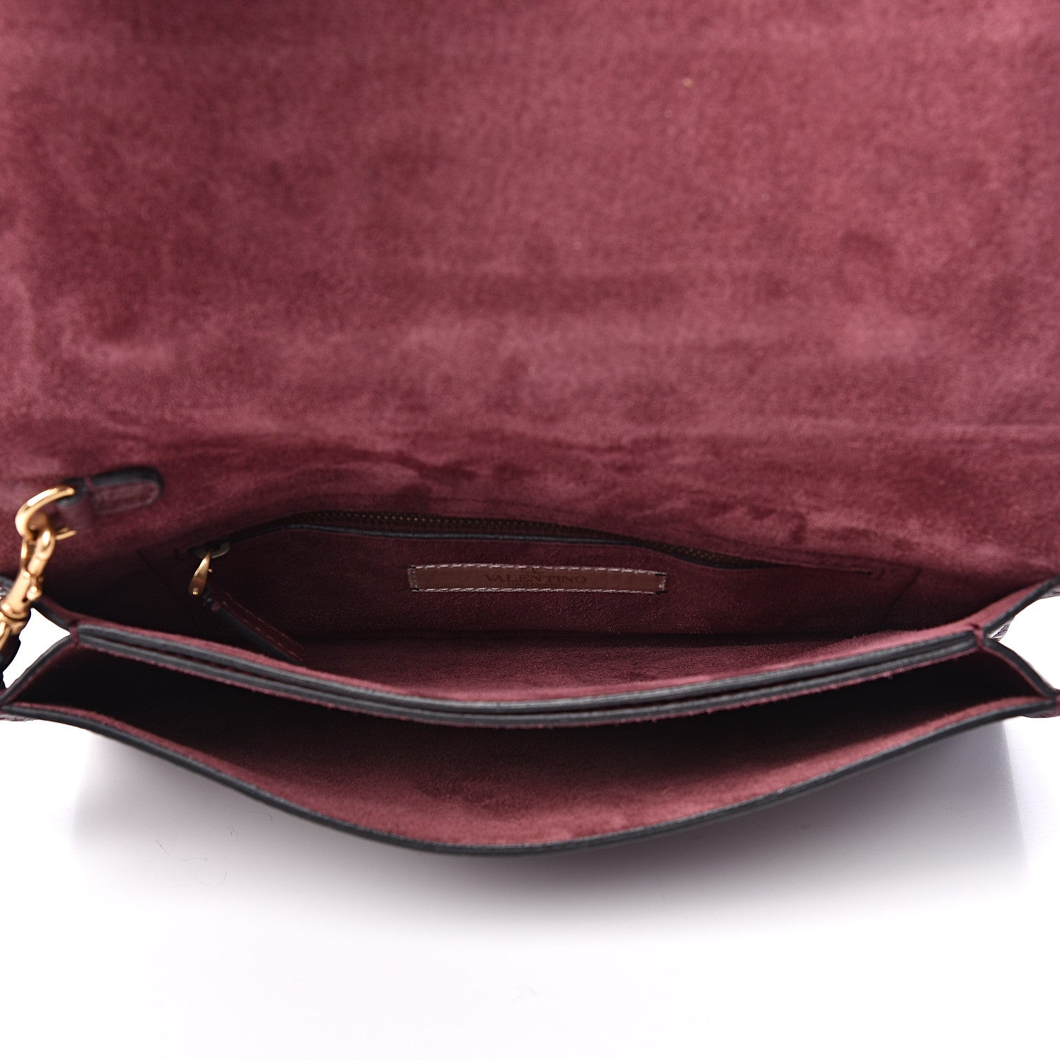 Valentino Garavani Pebbled Calfskin Rockstud Rolling Wristlet Clutch Rubin 4 of 11