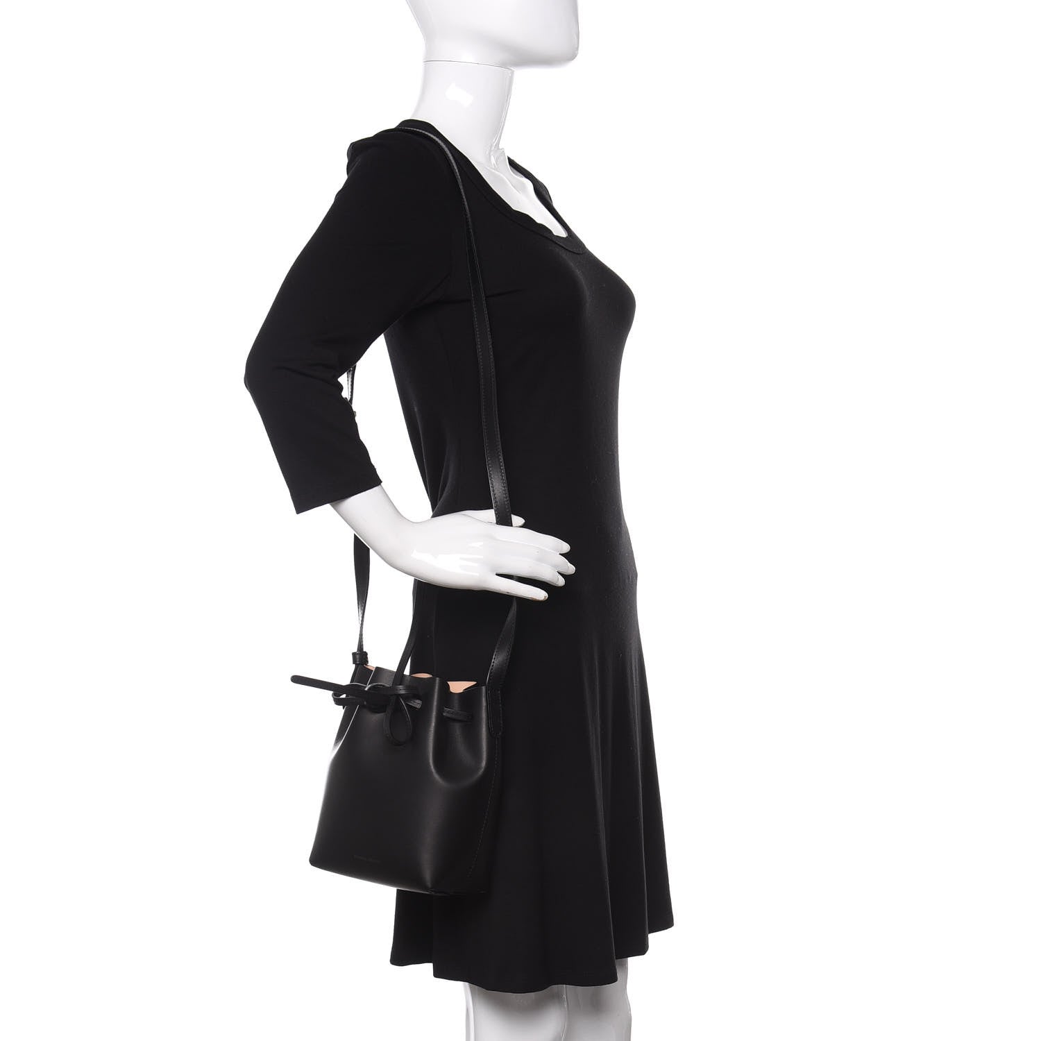 Mansur Gavriel Vegetable Tanned Calfskin Mini Mini Bucket Bag Black Ballerina 2 of 11