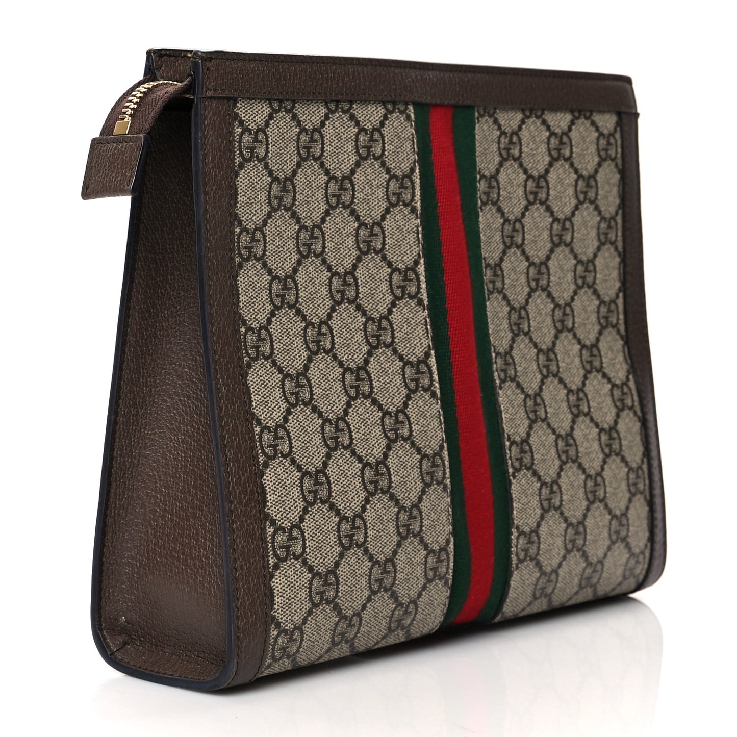 GG Supreme Monogram Web Ophidia Pouch Brown