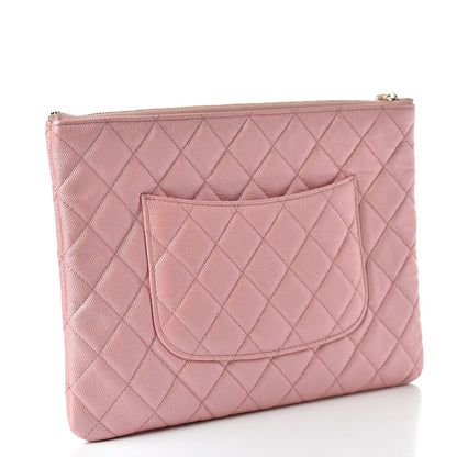 Chanel Iridescent Caviar Quilted Medium Cosmetic Case Rose Pink 3 of 9