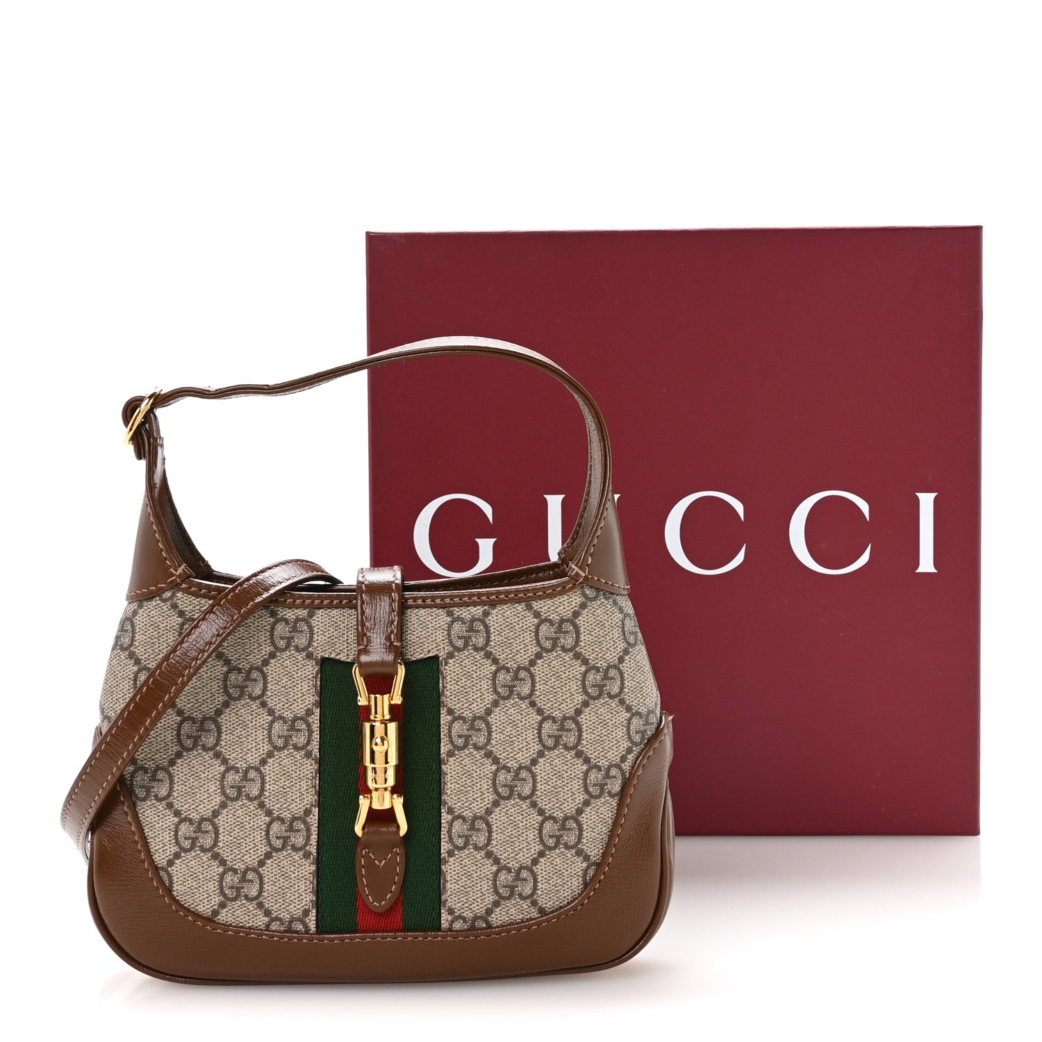 Gucci GG Supreme Monogram Azalea Calfskin Web Mini Jackie 1961 Gucci GG Supreme Monogram Azalea Calfskin Web Mini Jackie 1961
