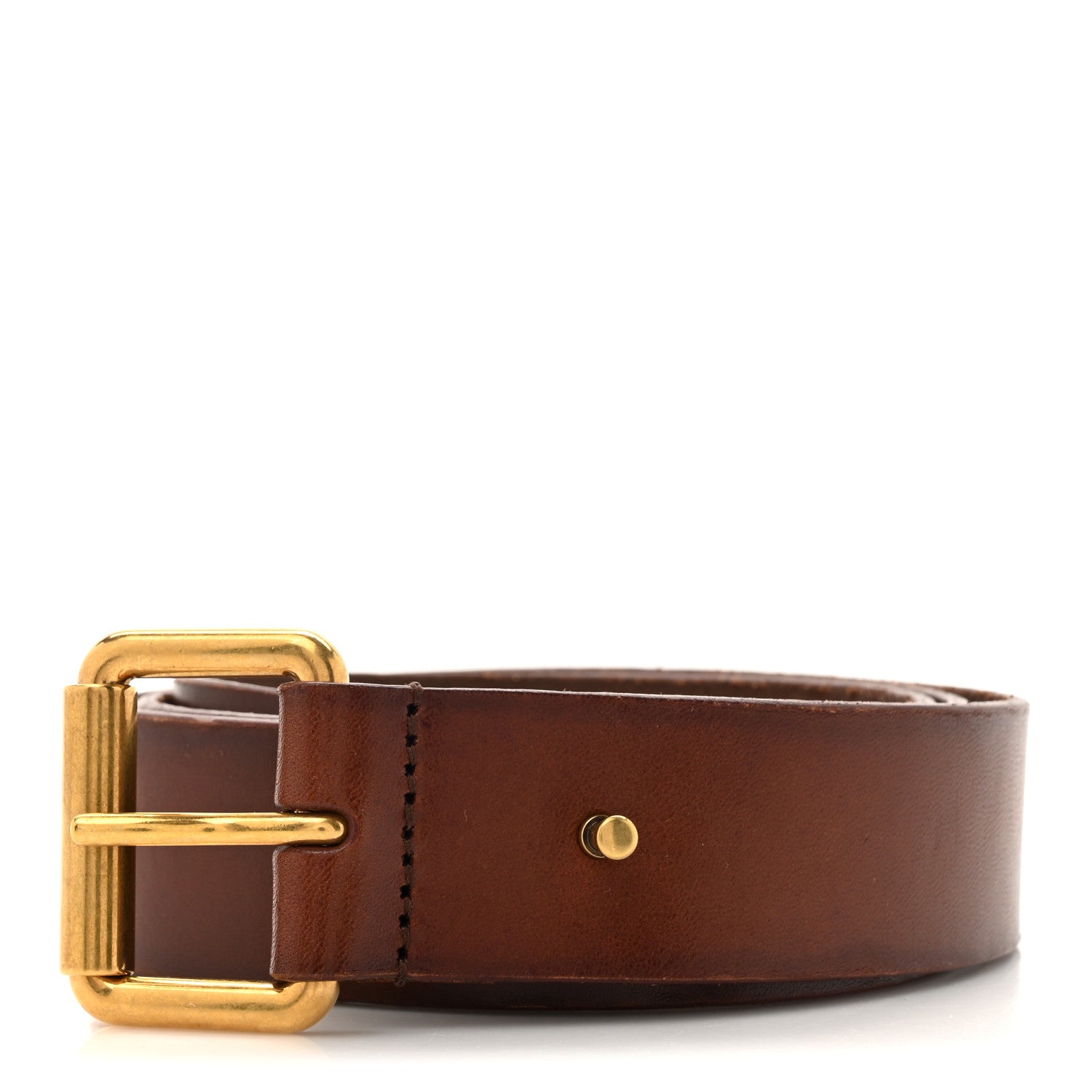 Saint Laurent Vegetable Tanned Square Buckle Belt 85 34 Dark Brown Chocolate 1 of 6