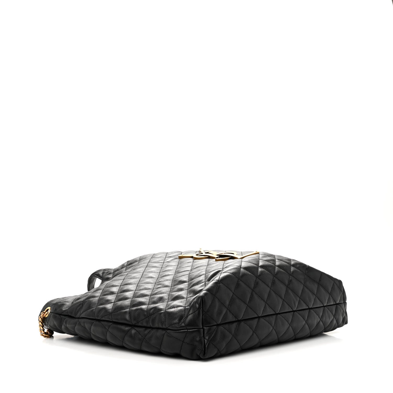 Saint Laurent Lambskin Quilted Maxi Icare Shopping Tote Black 4 of 10
