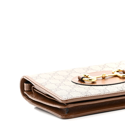 Gucci GG Supreme Monogram Azalea Calfskin Horsebit 1955 Wrist Wallet Beige Ebony Brown Sugar 7 of 10