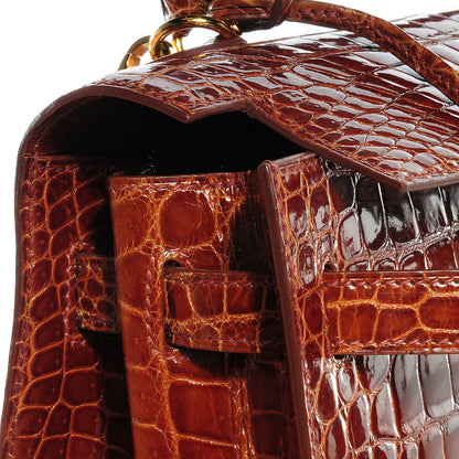 Hermes Shiny Porosus Crocodile Kelly Sellier 32 Miel 13 of 30