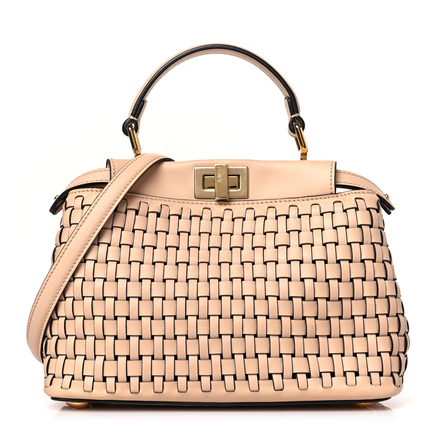 Fendi Vitello Grace Intreccio Mini Peekaboo Iconic Satchel Light Rose 1 of 9