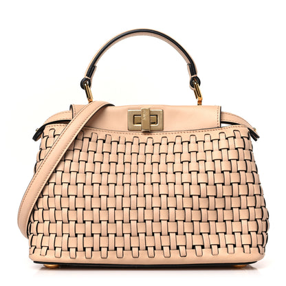 Fendi Vitello Grace Intreccio Mini Peekaboo Iconic Satchel Light Rose 1 of 9