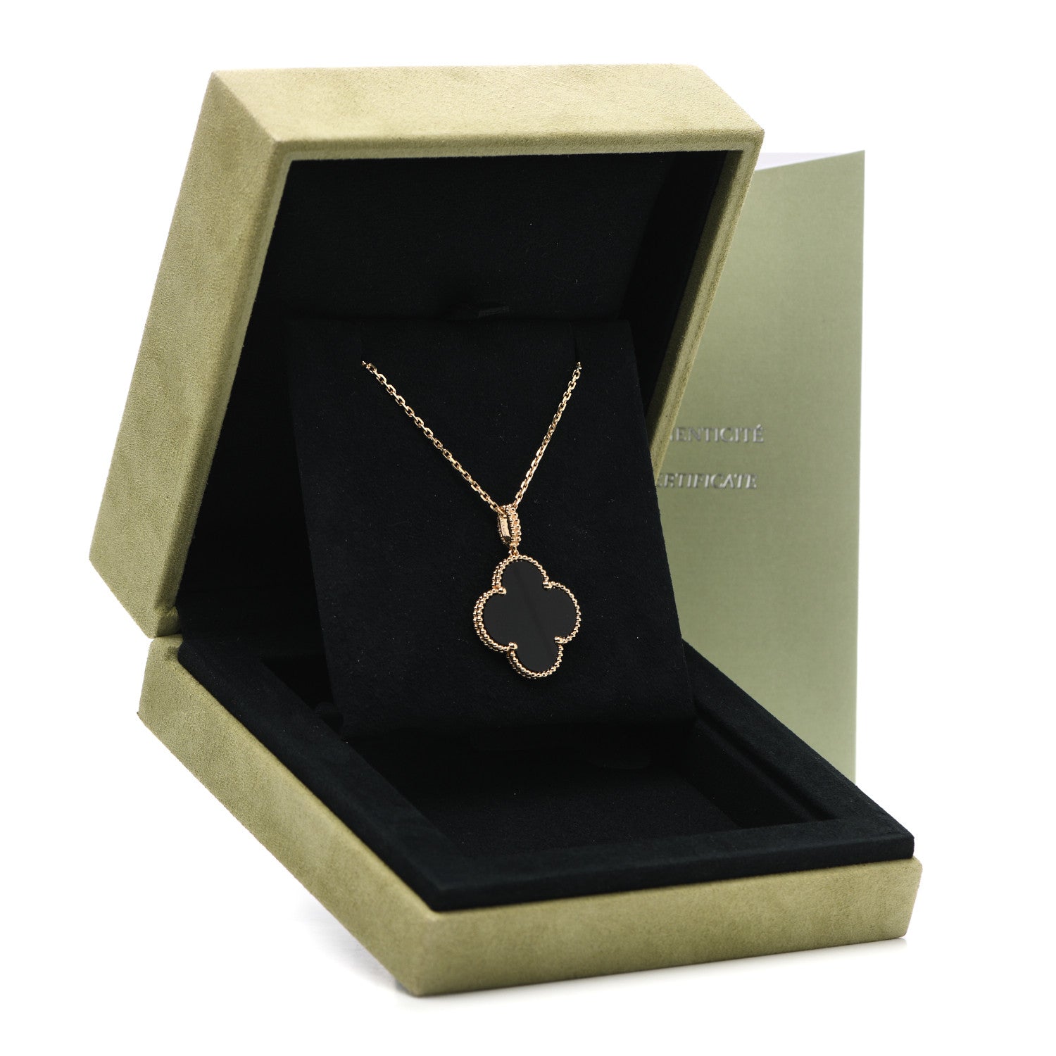 Van Cleef & Arpels 18K Yellow Gold Black Onyx Magic Alhambra Pendant Necklace 6 of 6