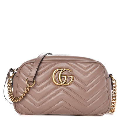 Gucci Calfskin Matelasse Small GG Marmont Chain Shoulder Bag Taupe 1 of 7