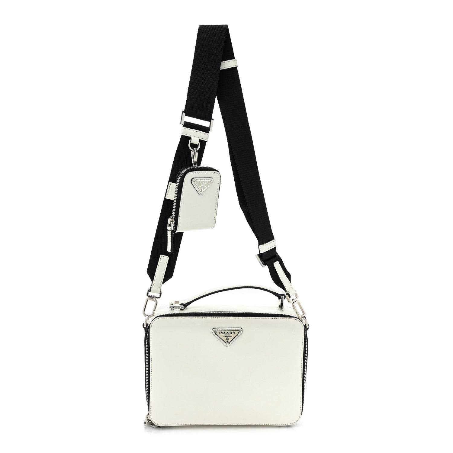Prada Spazzolato Medium Brique Crossbody Bag White 1 of 11