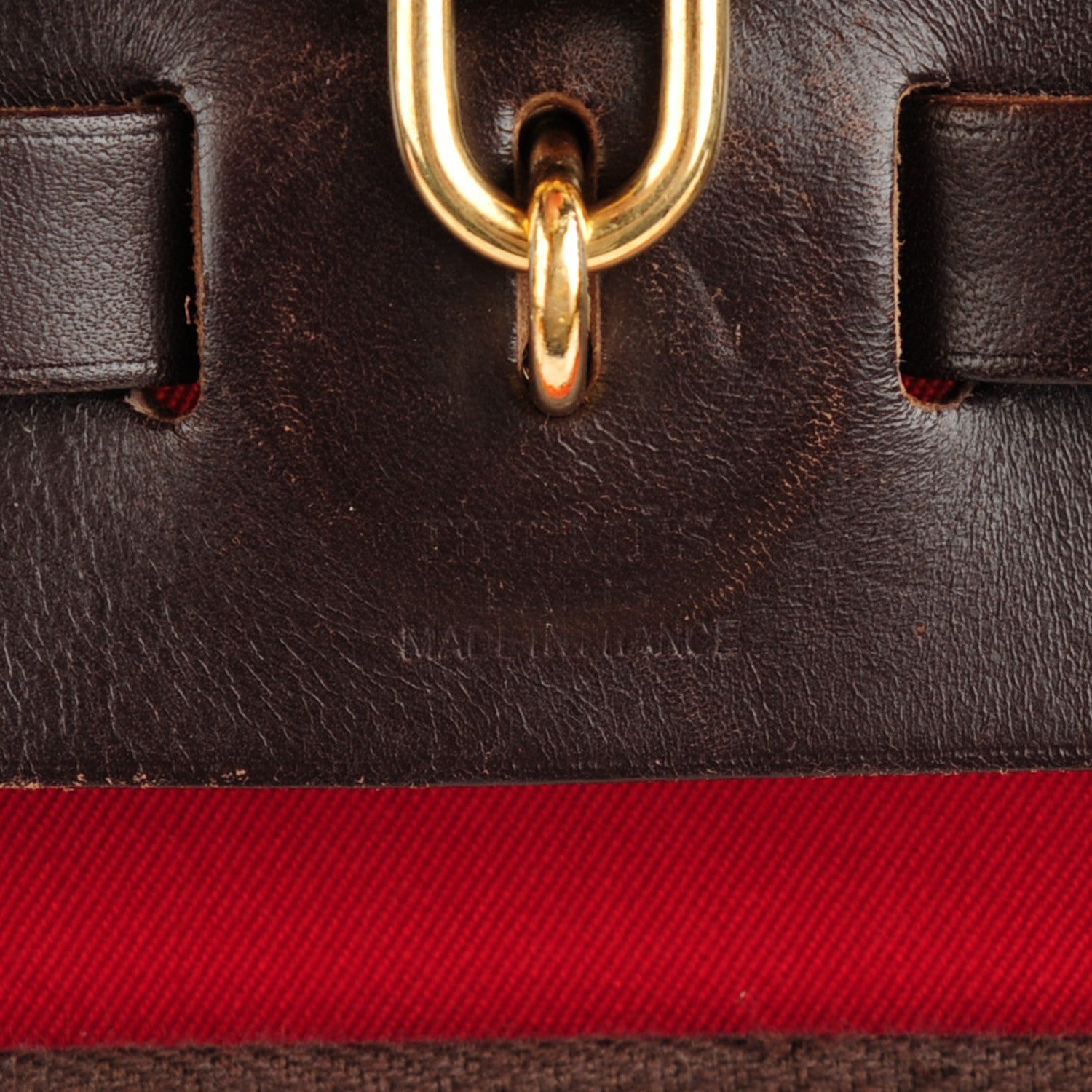 Hermes Toile Vache Calfskin Herbag 30 PM Orange Red 9 of 12