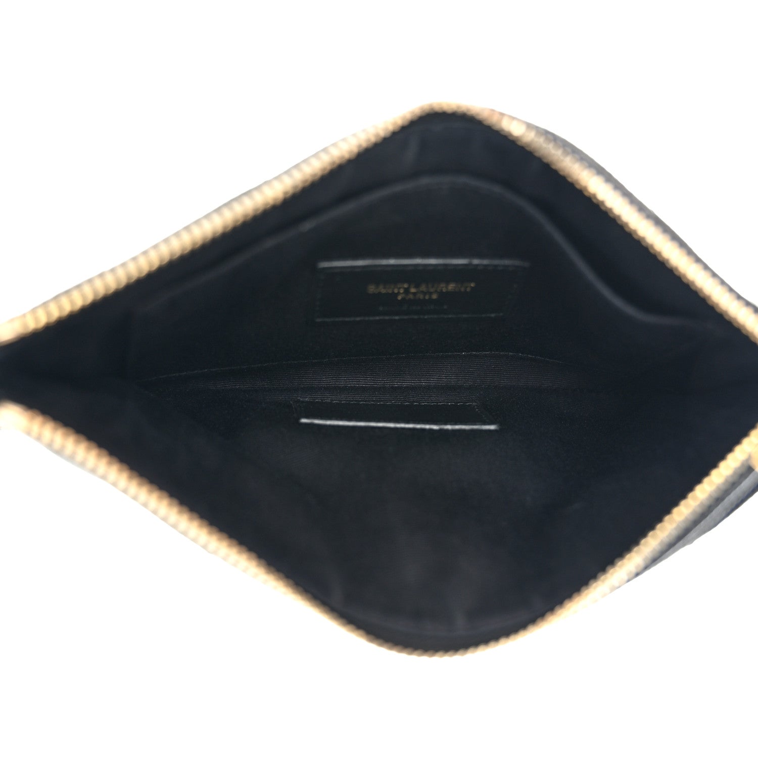 Saint Laurent Grain De Poudre Chevron Monogram Bill Pouch Black 5 of 8