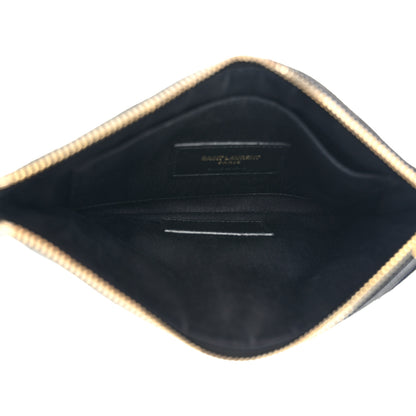 Saint Laurent Grain De Poudre Chevron Monogram Bill Pouch Black 5 of 8