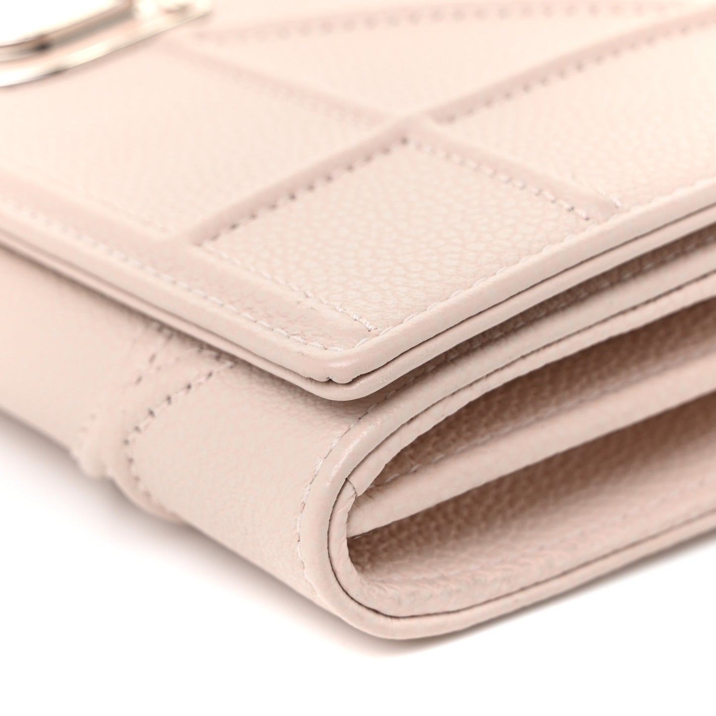 Grained Calfskin Diorama Wallet on Chain Pouch Rose Poudre