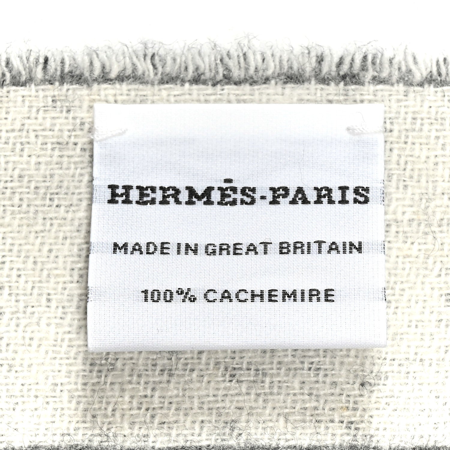 Hermes Cashmere Casaque Love Story Muffler Gris Clair Ivoire
