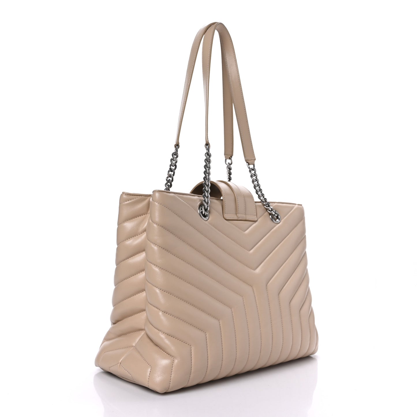 Calfskin Y Quilted Monogram Large Loulou Shopper Nude Powder
