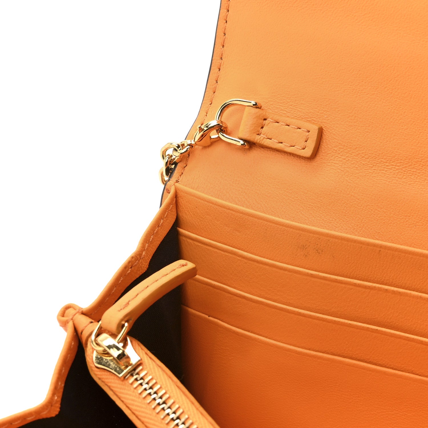 Fendi Nappa Matisse FF Embossed Continental Wallet On Chain Clementine 12 of 12