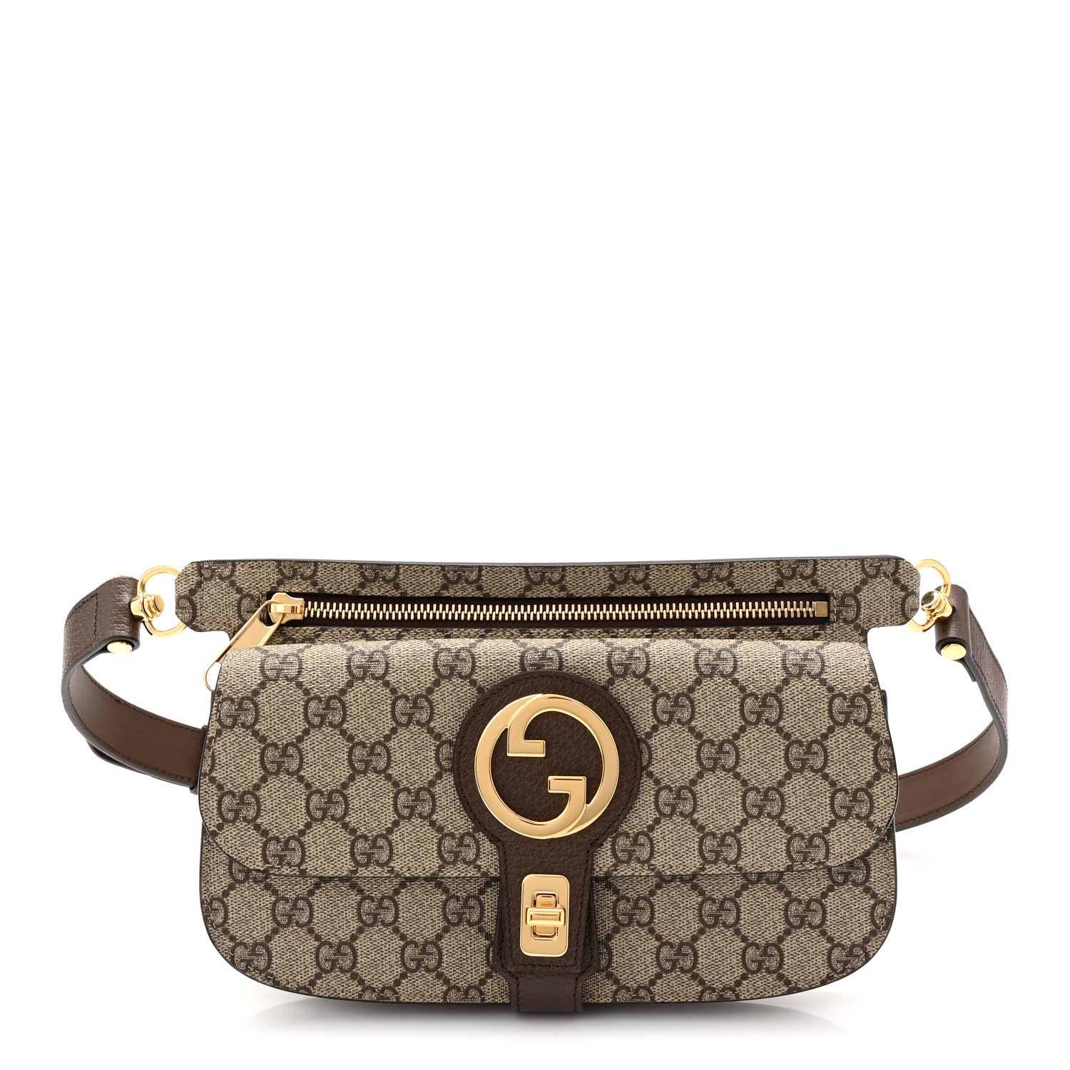 Gucci GG Supreme Monogram Textured Dollar Calfskin Blondie Belt Bag Beige Ebony New Acero 1 of 9