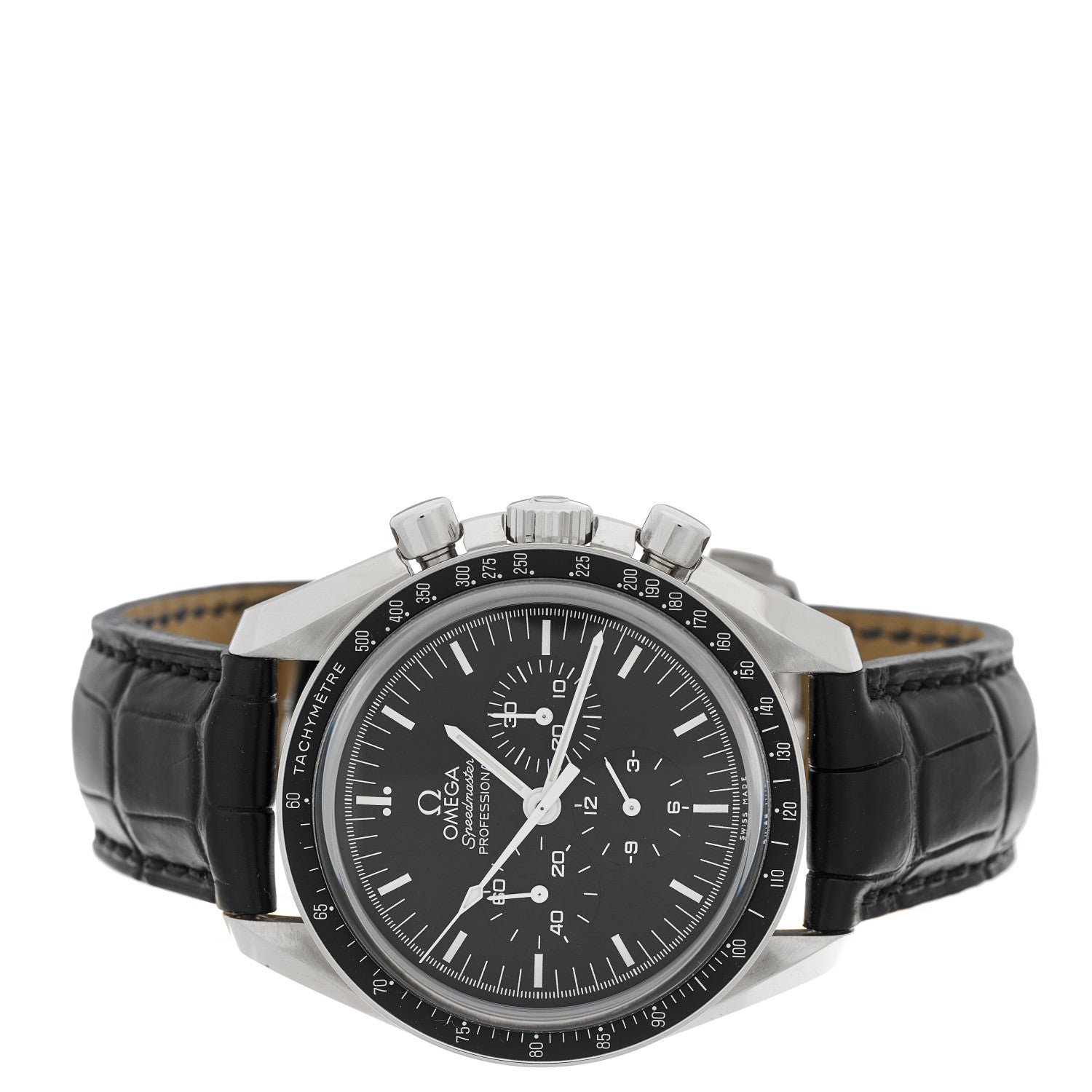 Omega Stainless Steel Alligator 42mm Speedmaster Moonwatch Professional Chronograph Manual Winding Watch Black 311.33.42.30.01.002 2 of 4