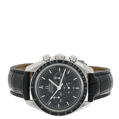 Omega Stainless Steel Alligator 42mm Speedmaster Moonwatch Professional Chronograph Manual Winding Watch Black 311.33.42.30.01.002 2 of 4
