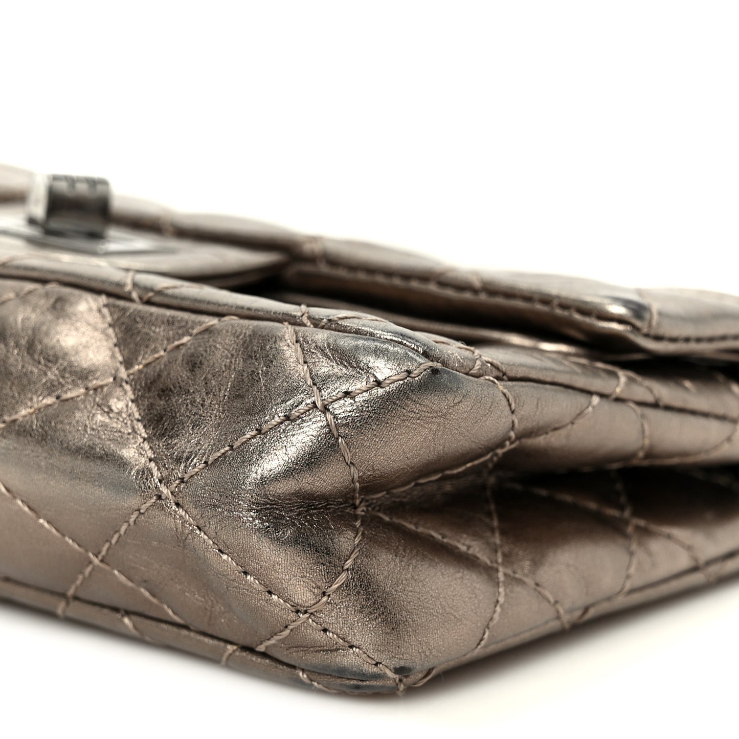 Aged Calfskin Quilted 2.55 Reissue Mini Flap Dark Silver