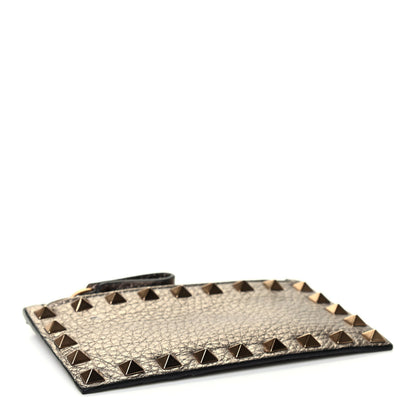 Valentino Garavani Pebbled Calfskin Rockstud Coin Case Card Holder Sasso 4 of 8