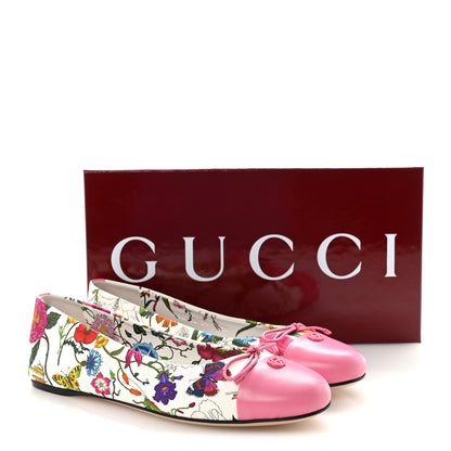 Gucci Sepang Flora Faded Canvas GG Marmont Ballerina Flats 39 White Multicolor Knit Rose 10 of 10