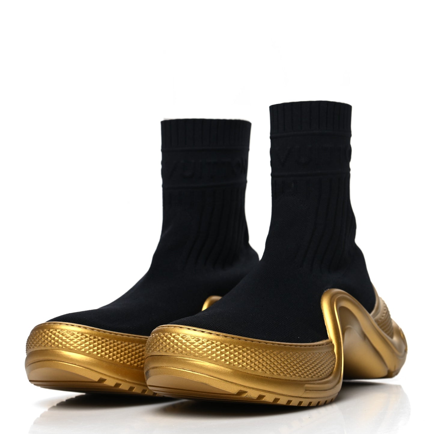 Stretch Textile Monogram LV Archlight Sneaker Boots 41 Black Gold