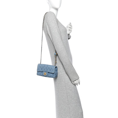 Chanel Denim Quilted Mini Pearl Crush Rectangular Flap Blue 2 of 10