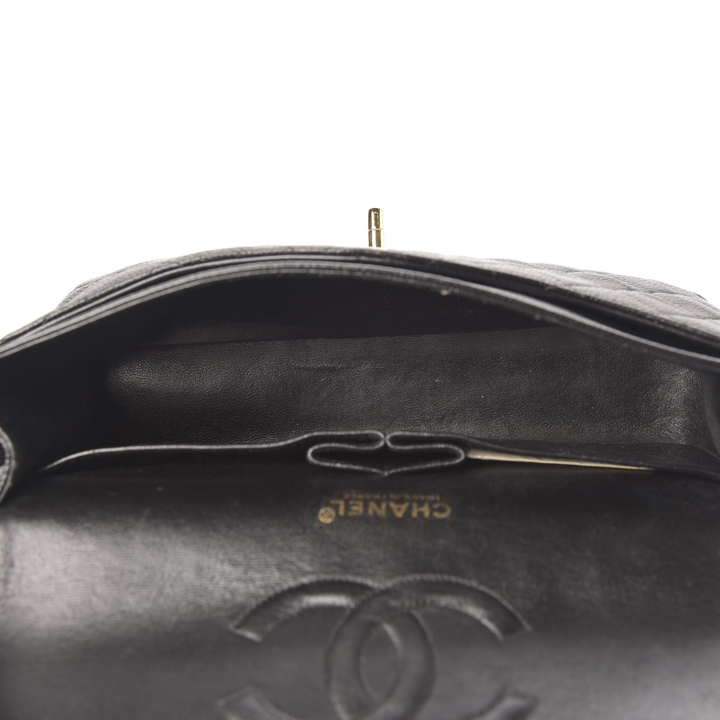 Caviar Quilted Medium Double Flap Black