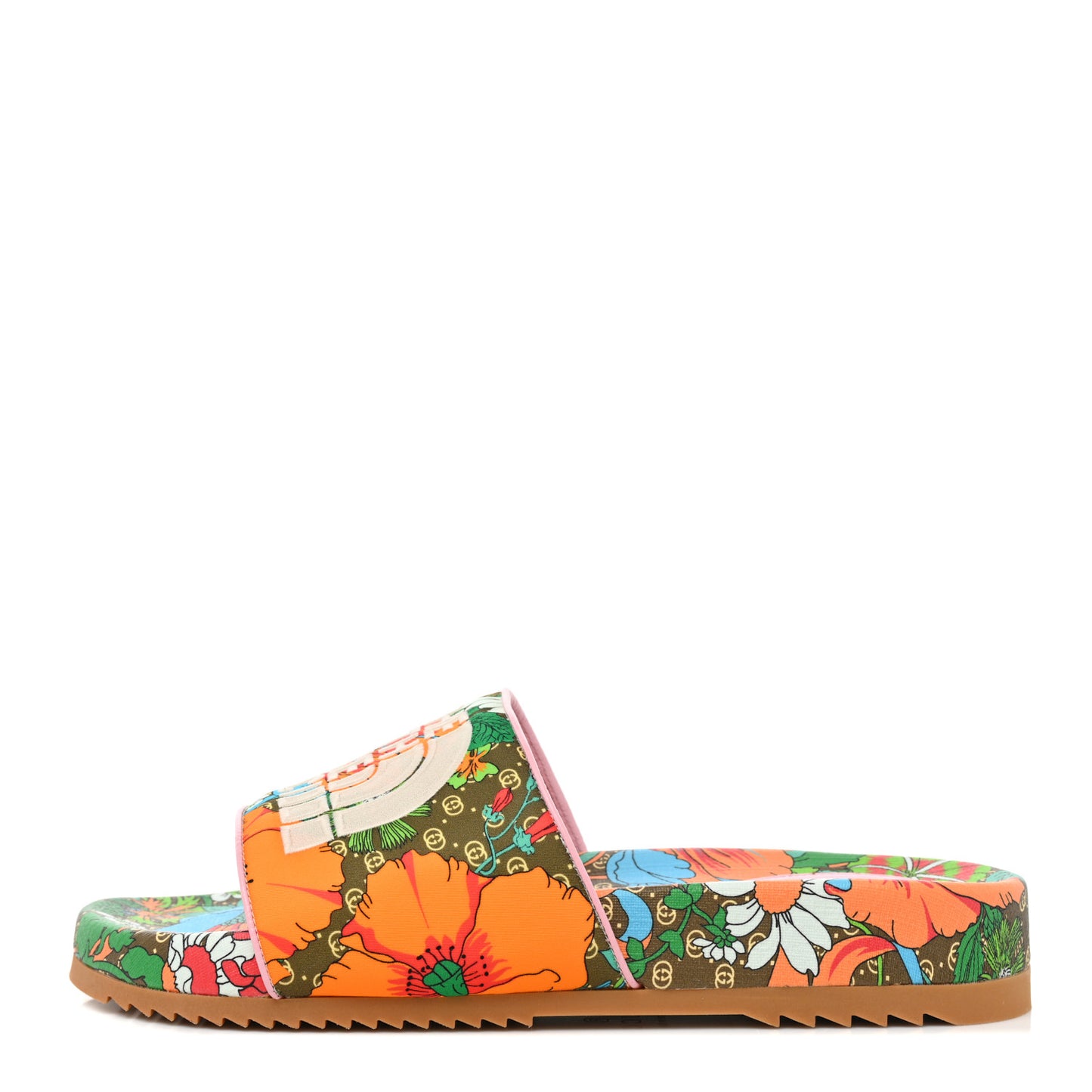 X THE NORTH FACE Nylon Floral Mens Slides 8 Military Green Orange Soft Pink