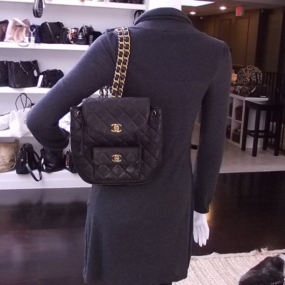 Chanel Lambskin Drawstring Backpack Black 2 of 10