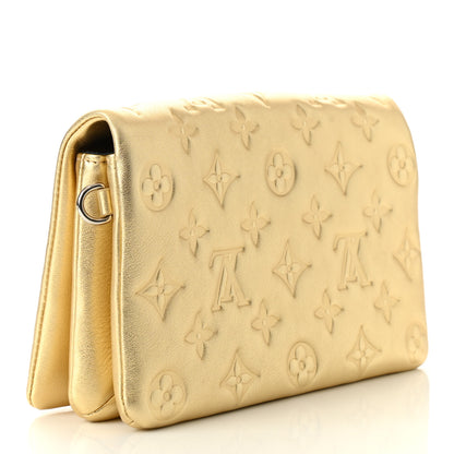 Louis Vuitton Metallic Lambskin Embossed Monogram Pochette Coussin Gold 2 of 5