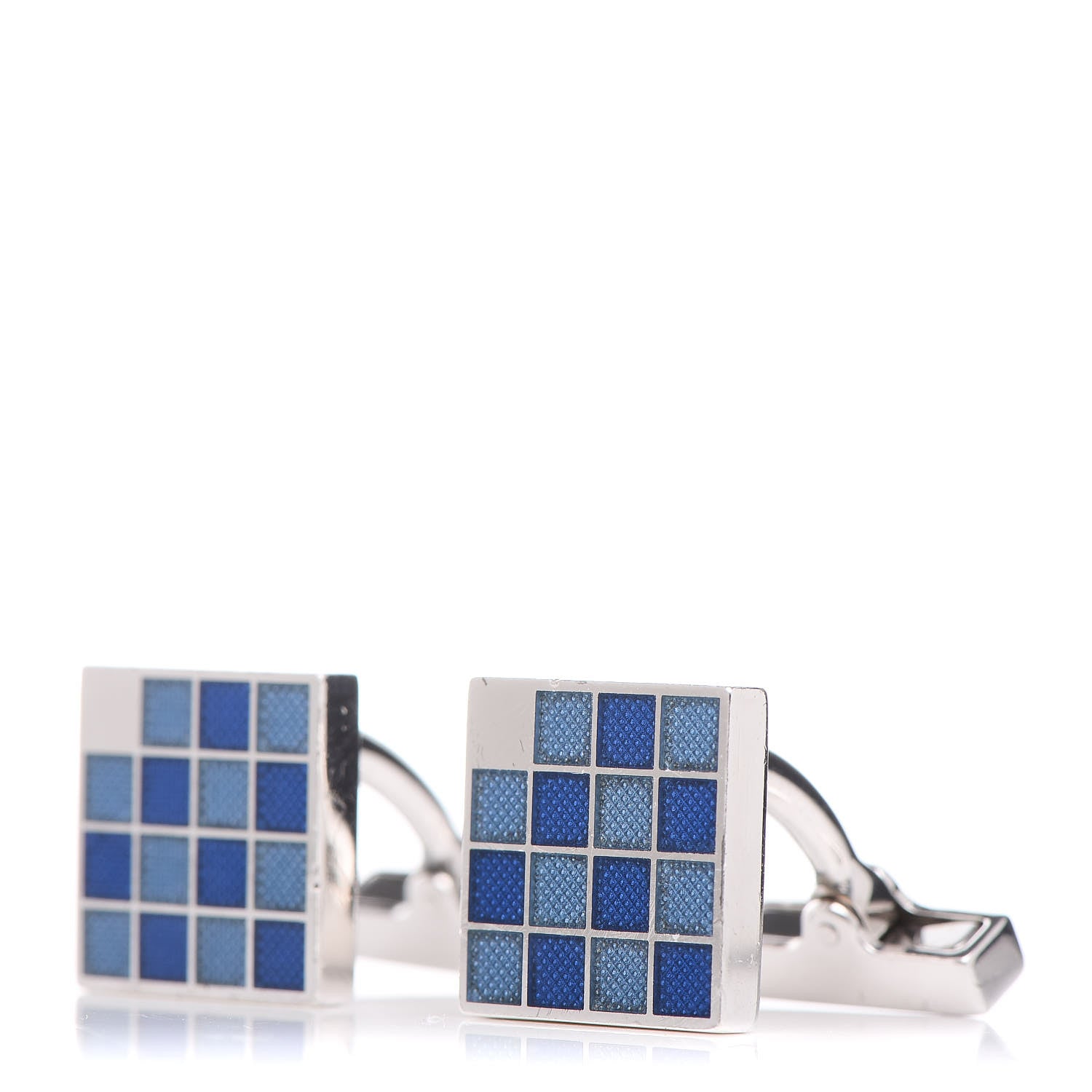 Louis Vuitton Sterling Silver Enamel Square Cufflinks Blue 3 of 5