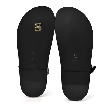 Chanel Grained Calfskin Velcro Dad Sandals 38 Black 6 of 10