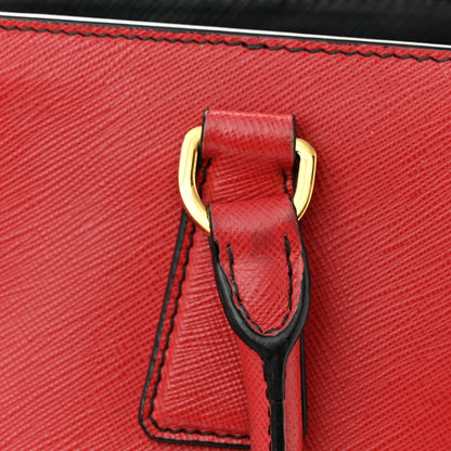 Prada Saffiano Bi-Color Medium Galleria Double Zip Tote Rosso Black 12 of 13