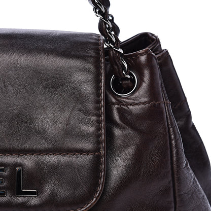 Chanel Lambskin Lax Accordion Flap Marron Fonce 13 of 14