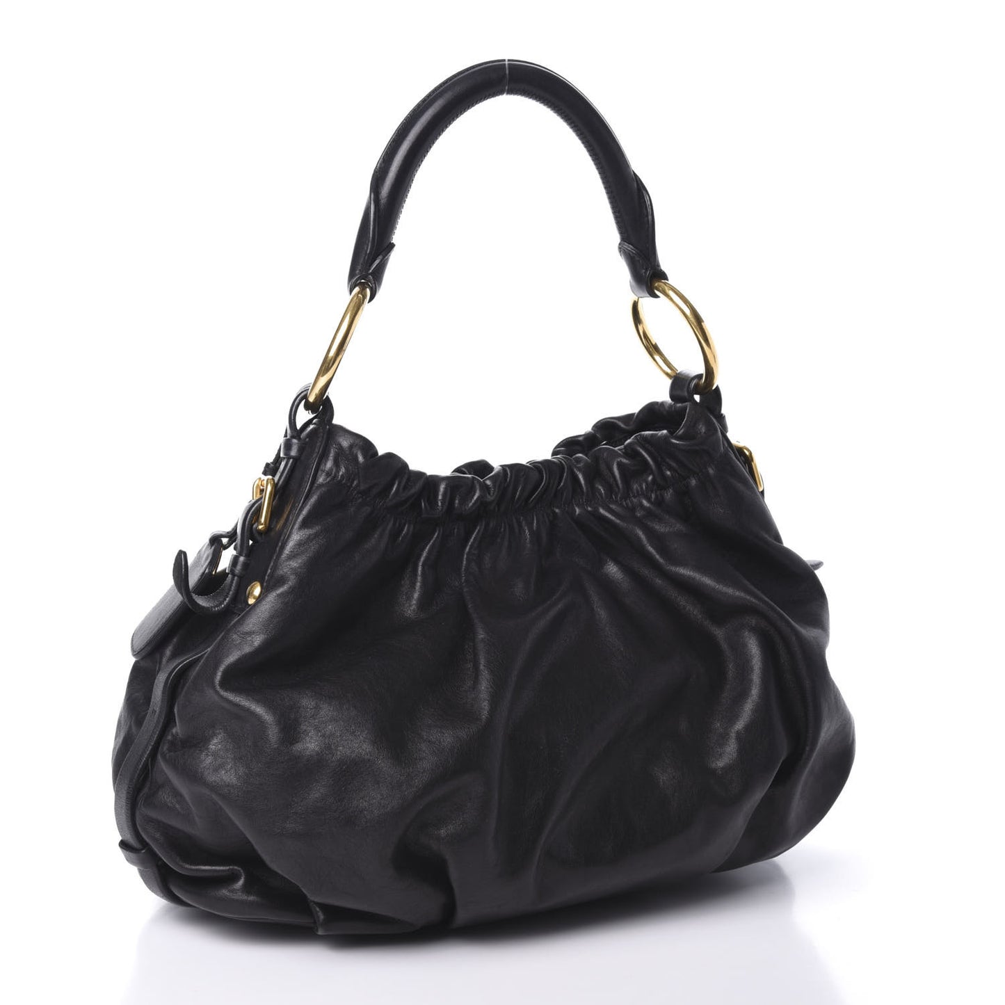 Soft Calfskin Pleated Hobo Black