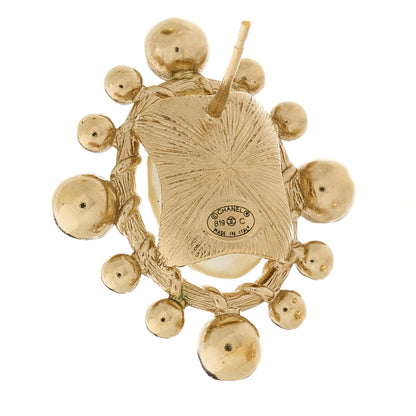 Chanel Pearl Crystal CC Oval Earrings Gold 4 of 4