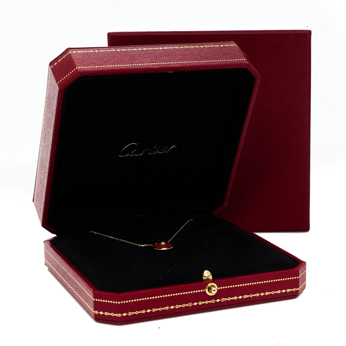 18K Pink Gold Diamond Carnelian XS Amulette de Cartier Pendant Necklace