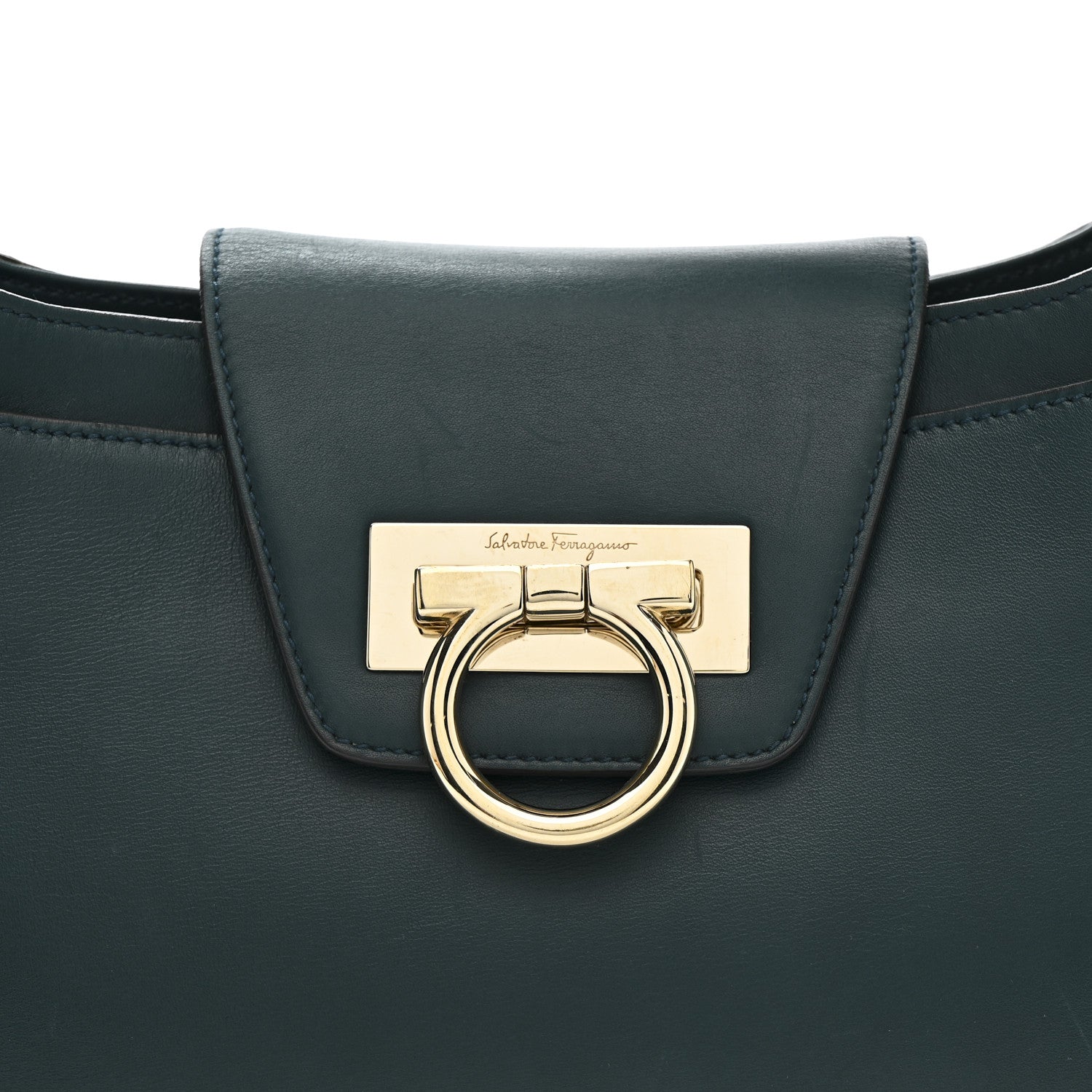 Salvatore Ferragamo Calfskin Small Fanisa Gancini Hobo Green 7 of 15