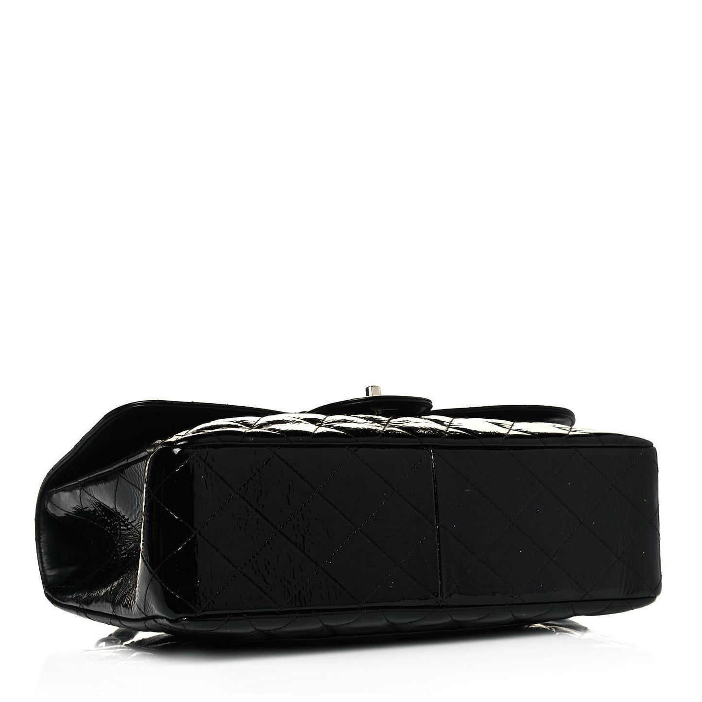 Distressed Patent Quilted Jumbo Single Flap Black