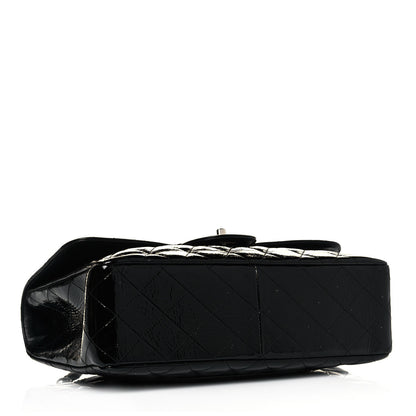 Chanel Distressed Patent Quilted Jumbo Single Flap Black 3 of 8