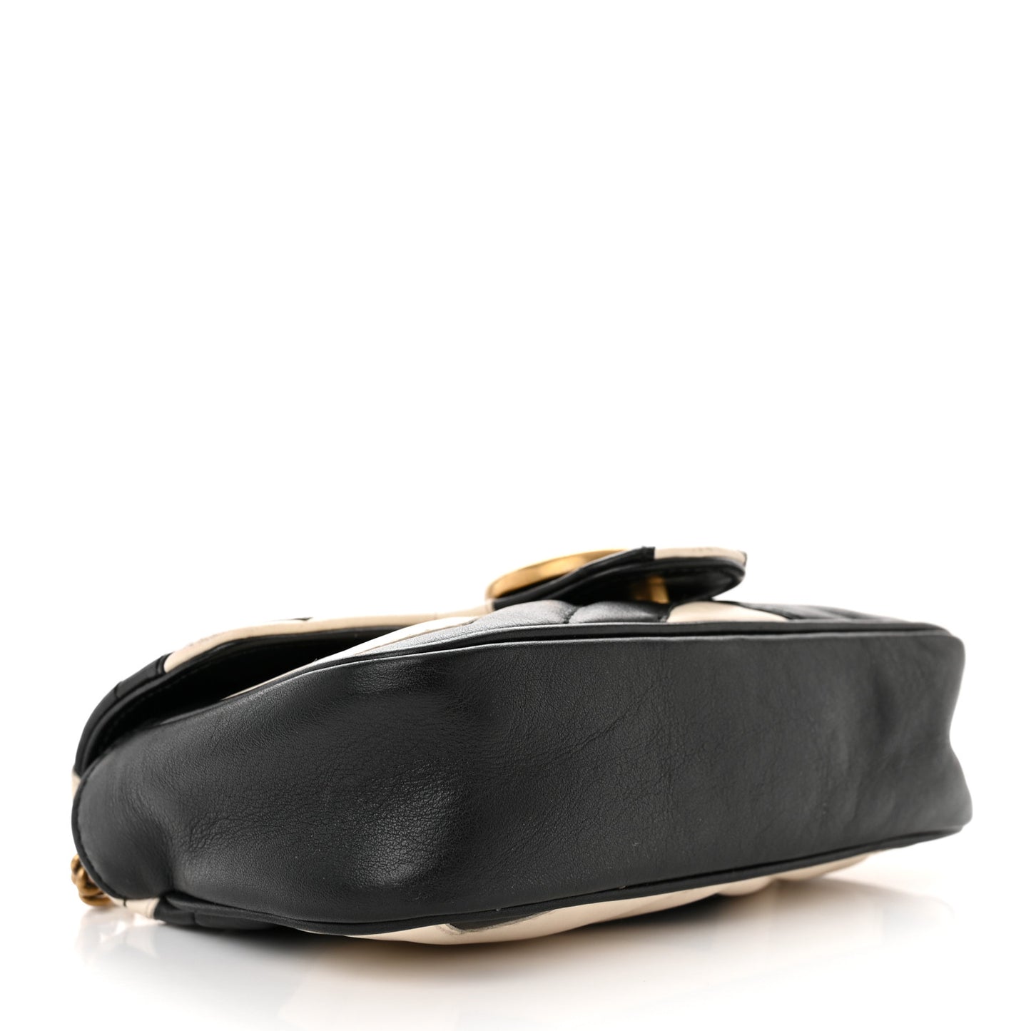 Calfskin Matelasse Super Mini GG Marmont Shoulder Bag Black White