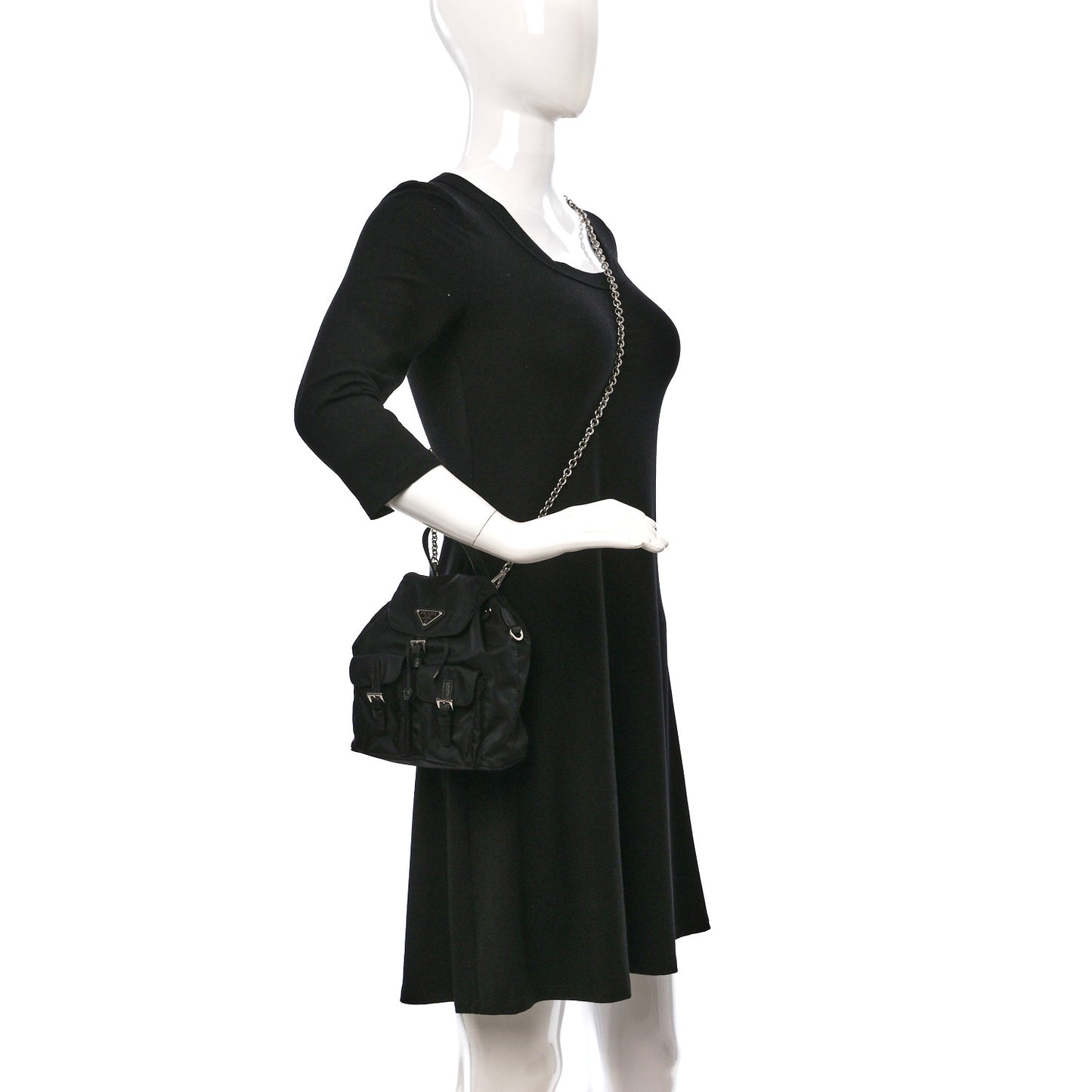 Nylon Vela Mini Crossbody Backpack Black