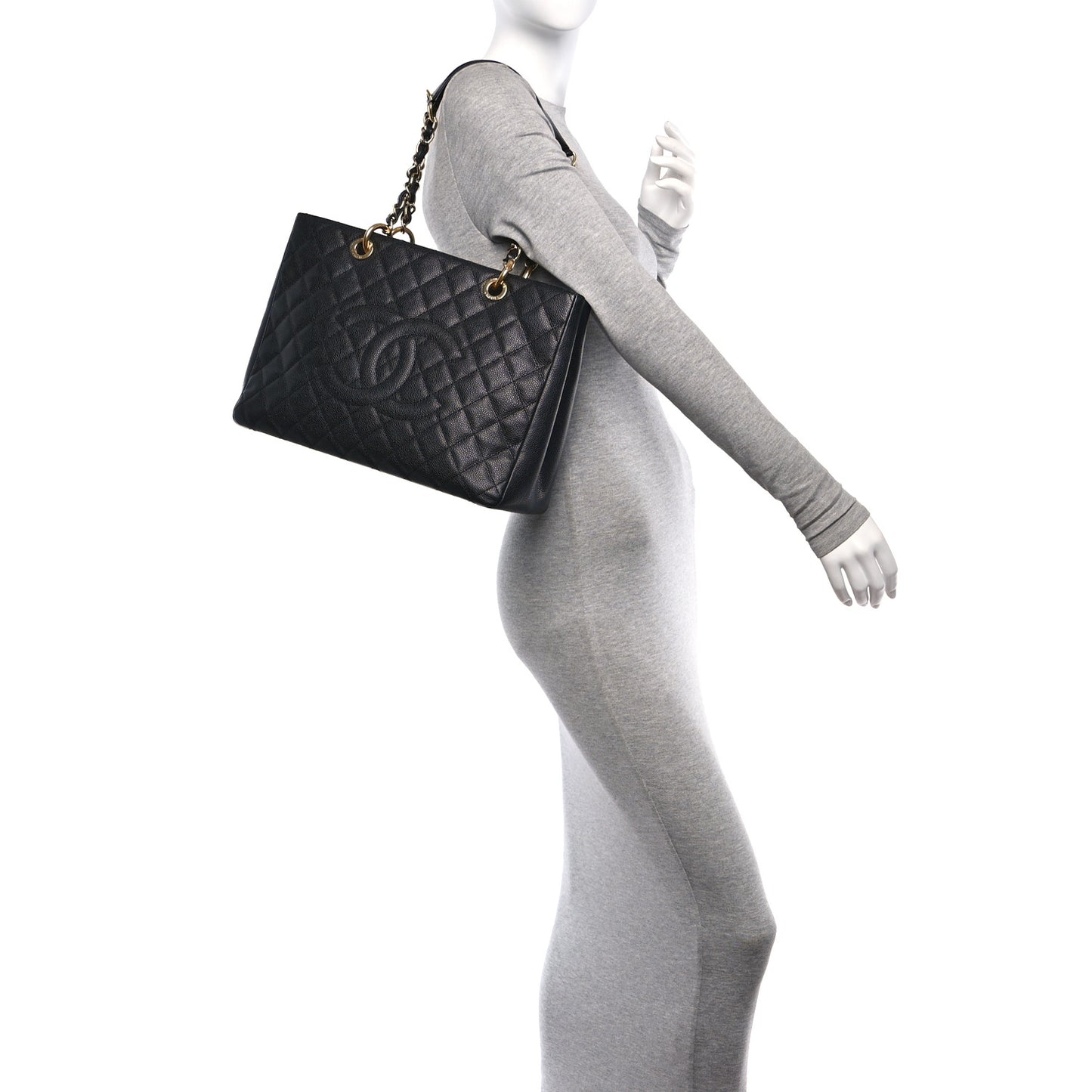 Caviar Quilted Grand Shopping Tote GST Black