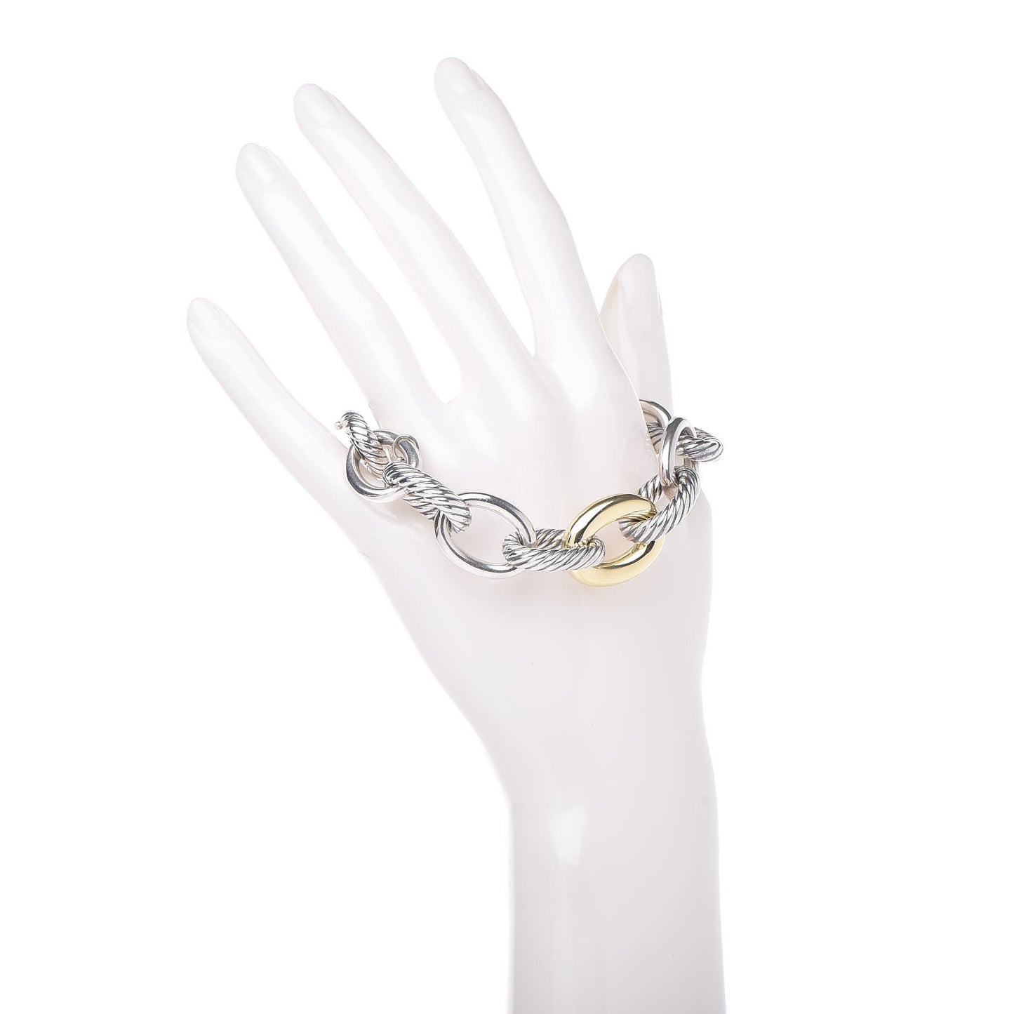 Sterling Silver 18K Yellow Gold 19mm Extra Large Oval Link Bracelet