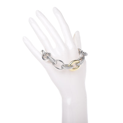 David Yurman Sterling Silver 18K Yellow Gold 19mm Extra Large Oval Link Bracelet 2 of 4